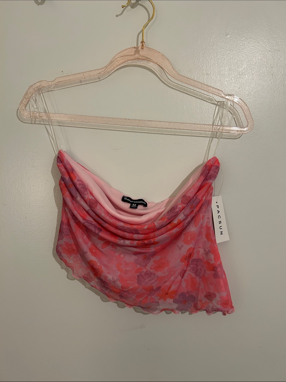 PacSun Coral Pink Floral tube top